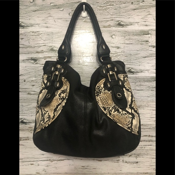 Jessica Simpson Handbags - Jessica Simpson black & faux snakeskin hobo